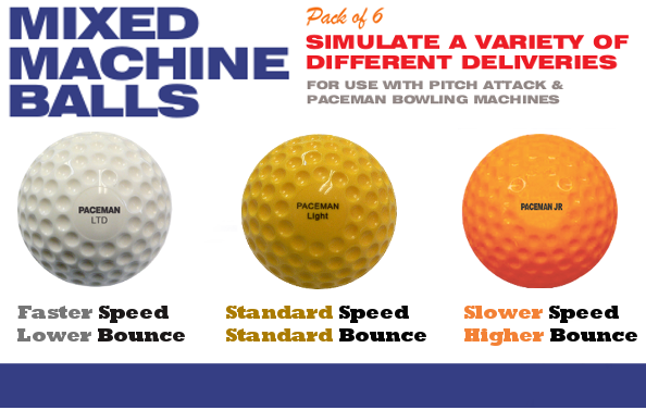 Paceman Pitch Attack Mixed Light Balls - Pack Of 6