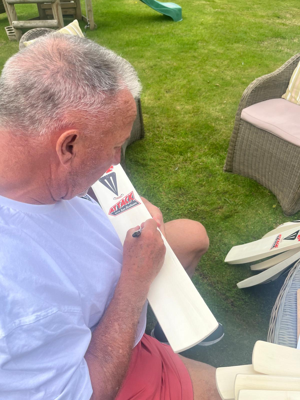 Attack with Ian Botham Signed Bat SH