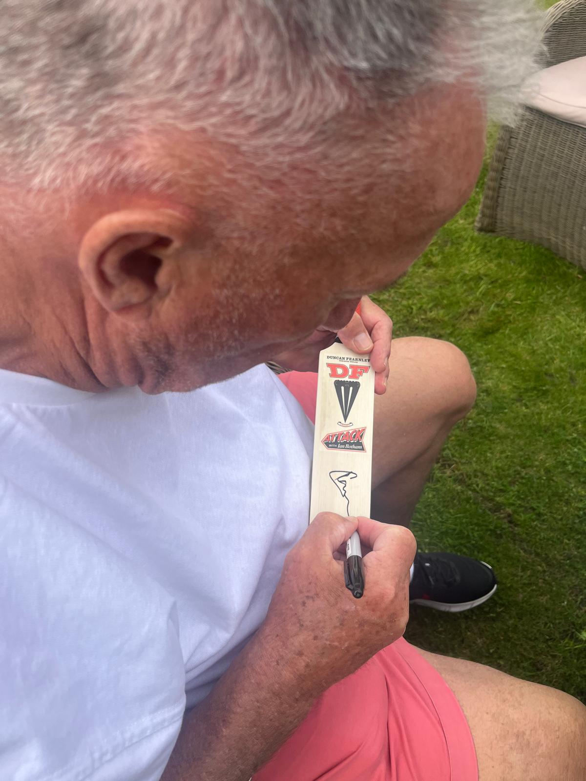 Attack with Ian Botham Signed Bat Miniature